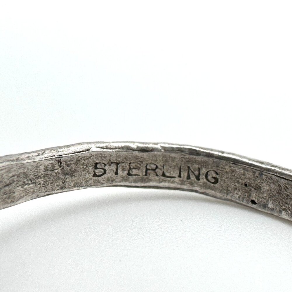 Vintage Sterling Silver Ring Oval Garnet Gemstone Nature Left Design Size 7.5 - Picture 5 of 9